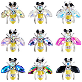 9шт 9 цвета сплава горный хрусталь бусины, эмалированные пчелы