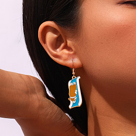 Alloy Enamel Dangle Earrings for Women, Dog