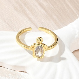 Открытые манжеты с прозрачным фианитом, стеллаж для латунных украшений для женщин, черепаха, без свинца и без кадмия, долговечный