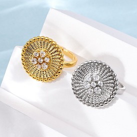 Латунные микро проложить манжеты кольца кубического циркония, круглые, без кадмия и без свинца, стойки покрытие, долговечный