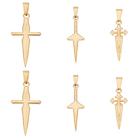 6 шт 3 стили 304 подвески из нержавеющей стали, очарование меча