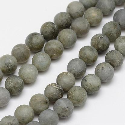 Natural Labradorite Frosted Bead Strands, Round