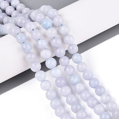 Натуральный халцедон, имитация аквамарин, окрашенная и подогревом, круглые