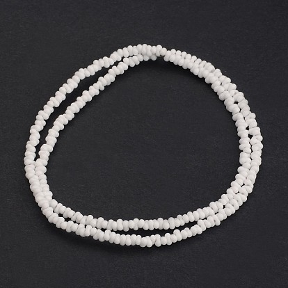 Frosted Bone Glass Bead Strands, 4x2mm, Hole: 1mm, about 280pcs/strand, 18.5 inch