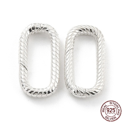 925 Sterling Silver Spring Gate Rings, Grooved Oval