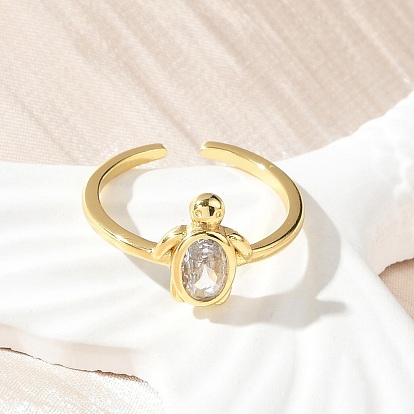 Открытые манжеты с прозрачным фианитом, стеллаж для латунных украшений для женщин, черепаха, без свинца и без кадмия, долговечный