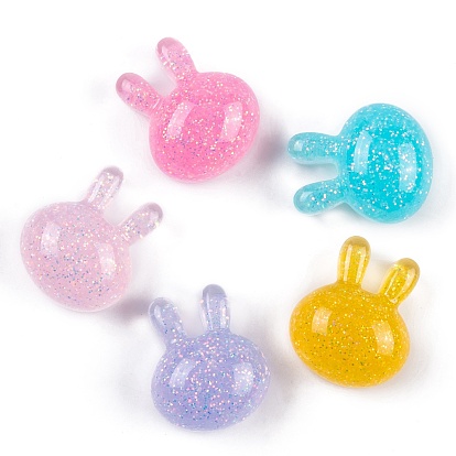 Кабошоны в виде кролика из прозрачной эпоксидной смолы, блестящий кролик