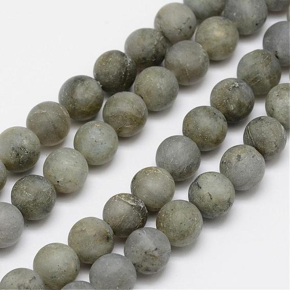 Natural Labradorite Frosted Bead Strands, Round