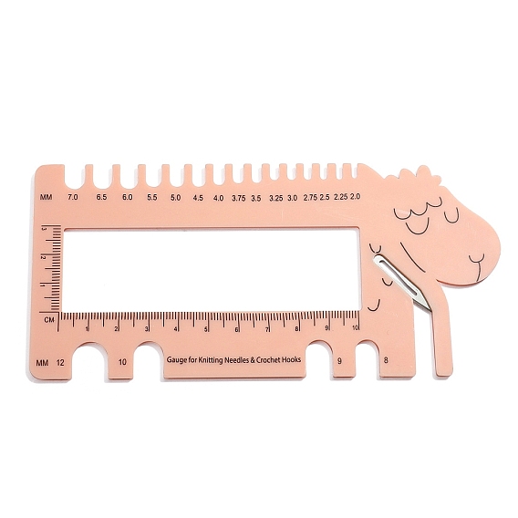 Sheep Shape ABS Plastic Gauge for Knitting Needle & Crochet Hooks, with Yarn Cutter