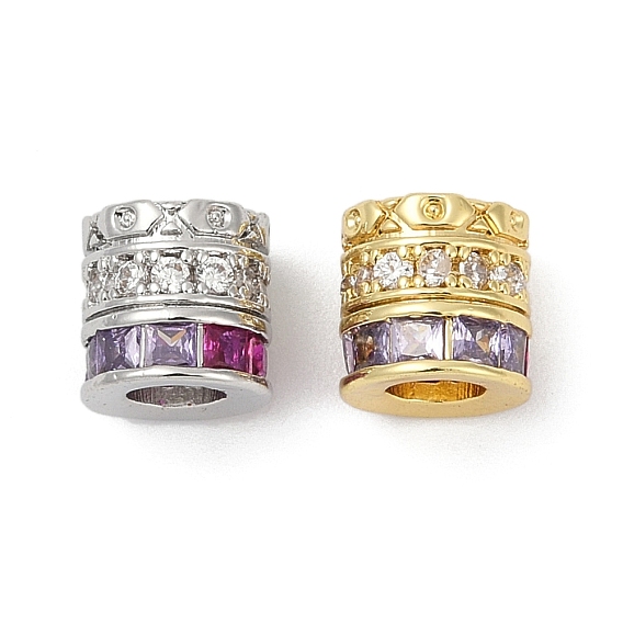 Латунные микро проложить кубического циркония бусы, колонка, без кадмия и без свинца, долговечный, стойки покрытие