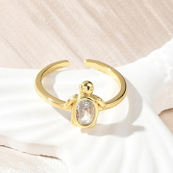 Открытые манжеты с прозрачным фианитом, стеллаж для латунных украшений для женщин, черепаха, без свинца и без кадмия, долговечный