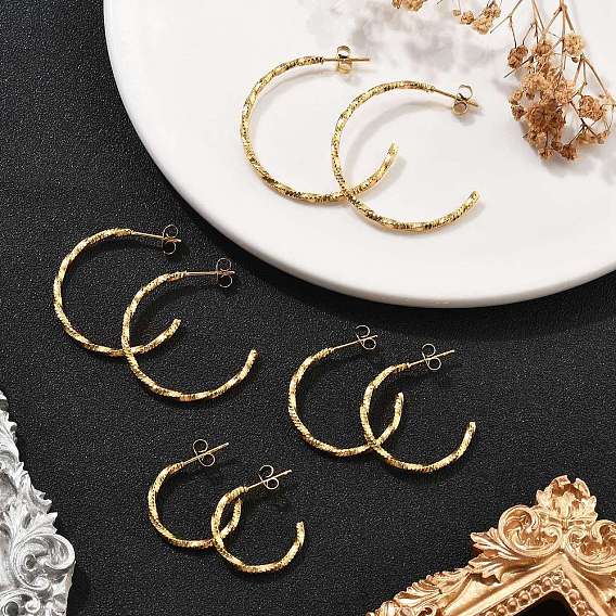 304 серьги-гвоздики из нержавеющей стали в форме буквы С, ионное покрытие (ip)