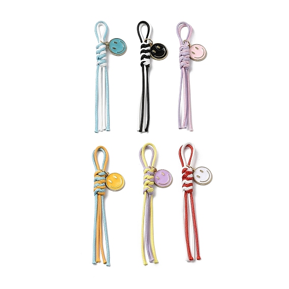 6 шт. корейский вощеный полиэфирный шнур и эмалированный сплав, подвеска в виде улыбающегося лица для украшения сумок