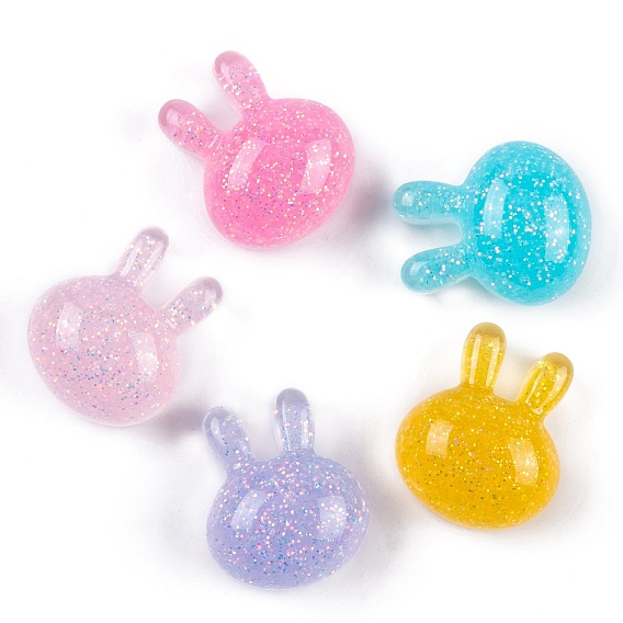 Кабошоны в виде кролика из прозрачной эпоксидной смолы, блестящий кролик