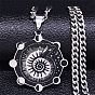 201 Stainless Steel Enamel Pendant Necklace, Moon Phase with Shell Shape