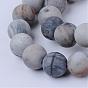 Natural Polychrome Jasper/Picasso Stone/Picasso Jasper Beads Strands, Frosted, Round