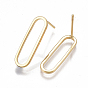 Brass Stud Earrings, Nickel Free, Real 18K Gold Plated, Oval