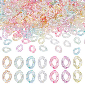 400Pcs Transparent Acrylic Linking Rings, Quick Link Connector, AB Color, Twisted Oval, for Curb Chain Making