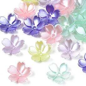 Spray Paint ABS Plastic Imitation Pearl Beads, Flower