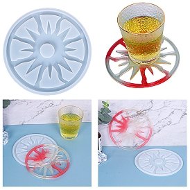 Moules en silicone de coussin de tasse de bricolage, pour la résine UV, fabrication de bijoux en résine époxy, plat et circulaire avec soleil