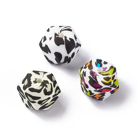 Perles de silicone, Diy soins infirmiers colliers faisant, hexagone avec motif imprimé léopard