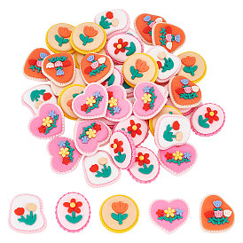 CHGCRAFT 40Pcs 5 Styles Opaque Resin Cabochons, Mixed Shape with Flower