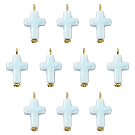 10Colgantes de porcelana hechos a mano, encantos cruzados, con asas de hierro
