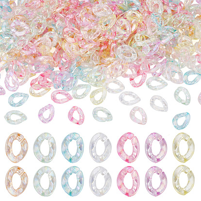 400Pcs Transparent Acrylic Linking Rings, Quick Link Connector, AB Color, Twisted Oval, for Curb Chain Making