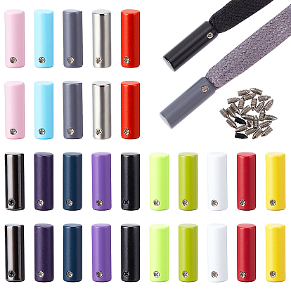 30Set 15 Style Spray Painted Zinc Alloy End Caps, with Screw, Column & Round Tube