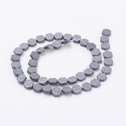 Non-magnetic Synthetic Hematite Beads Strands, Frosted, Snowflake