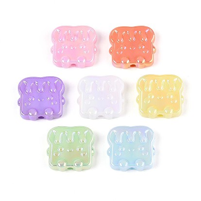 Непрозрачные акриловые бусины с УФ-покрытием, радужный, тост