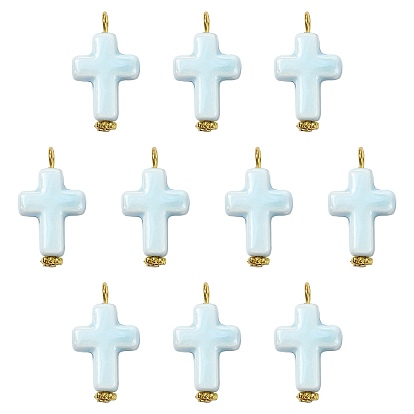 10Colgantes de porcelana hechos a mano, encantos cruzados, con asas de hierro