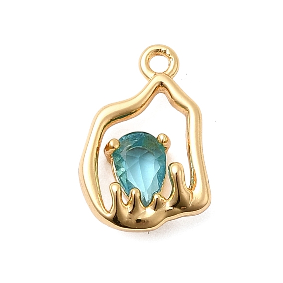 Латунь стекло кулоны, очарование слезы, без никеля 