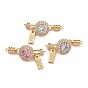 Латунное микропейв, прозрачный кубический цирконий, складные застежки, плоско-круглые, реальный 18 k позолоченный