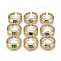 Brass Micro Pave Cubic Zirconia Cuff Rings, Open Rings, Cadmium Free & Lead Free