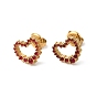 Rhinestone Hollow Heart Stud Earrings, Real 14K Gold Plated 304 Stainless Steel Jewelry for Women