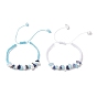 2Pcs Adjustable Natural Gemstone Braided Beads Bracelets for Women, Mixed Shapes