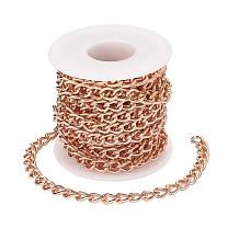 Aluminium Twisted Curb Chains, Unwelded, Faceted, with Spool