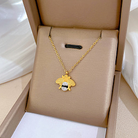 Minimalist Bee Gold Necklace for Women - Lock Collar Chain Accessories