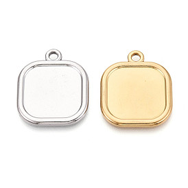 304 Настройки кабошон из нержавеющей стали кулон, квадратный