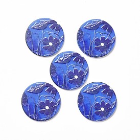 Acrylic Cabochons, for Hair Pins, Hair & Earrings Accessories, Flat Round with Flower Pattern