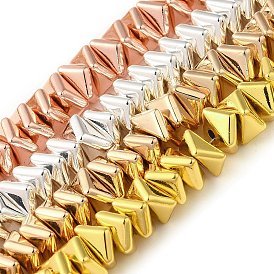 Electroplated Synthetic Non-magnetic Hematite Beads Strands, Faceted Triangle Cut