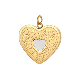 304 из нержавеющей стали подвески оболочки, сердце прелести, с прыжковых колец, ионное покрытие (ip)