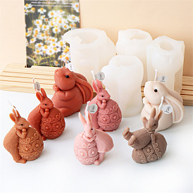 Easter Theme Rabbit & Egg DIY Food Grade Silicone Molds, Candle Molds, for DIY Candle Makings