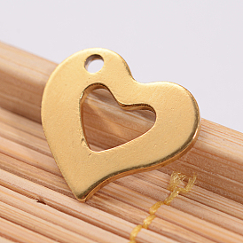 Ion Plating(IP) 304 Stainless Steel Open Heart Charms, Hollow