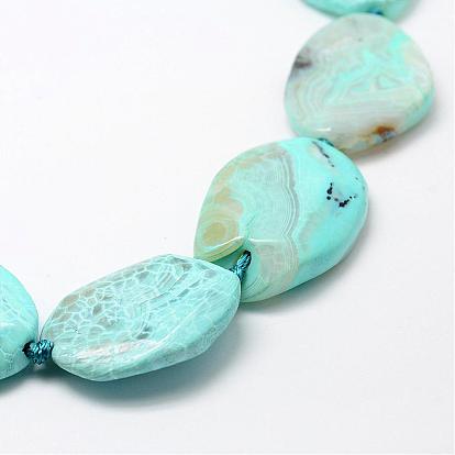 Natural Dragon Veins Agate Beads Strands, Dyed, Oval