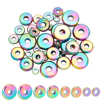 40Pcs 4 Style Ion Plating(IP) 304 Stainless Steel Spacer Beads, Donut