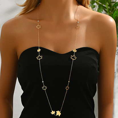 201 Длинные цепочные ожерелья из нержавеющей стали с геометрическим узором для женщин, Универсальный и элегантный