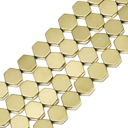 Electroplate Non-magnetic Synthetic Hematite Beads Strands, Hexagon