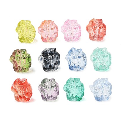 Perles de verre transparentes avec peinture à cuisson, Un renard à neuf queues